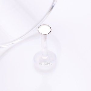 14 Karat White Gold Round Disc Top Bio-Flex Labret